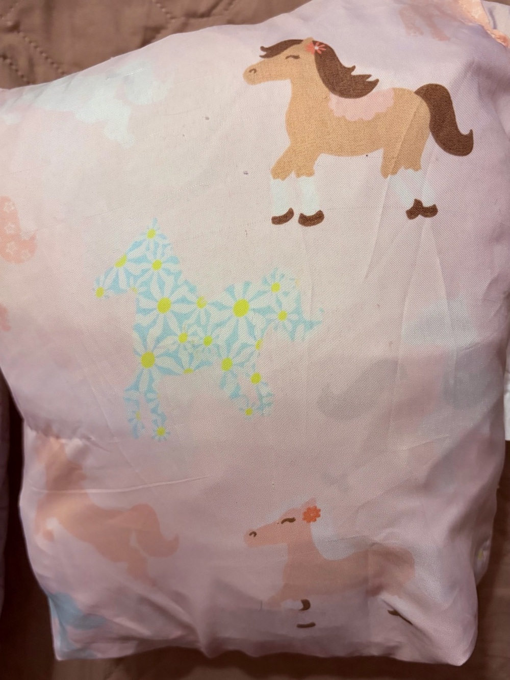 Girls' Pink Horse Print Pillowcase - Cute Pastel Bedding set